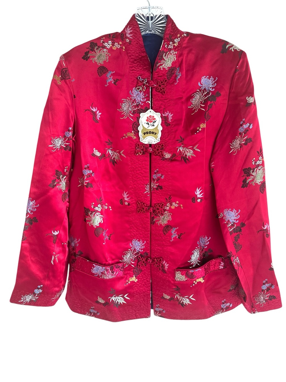 Peony Reversible Jacquard Rayon Chinese NWT Jacket Made in Shanghai Size Small